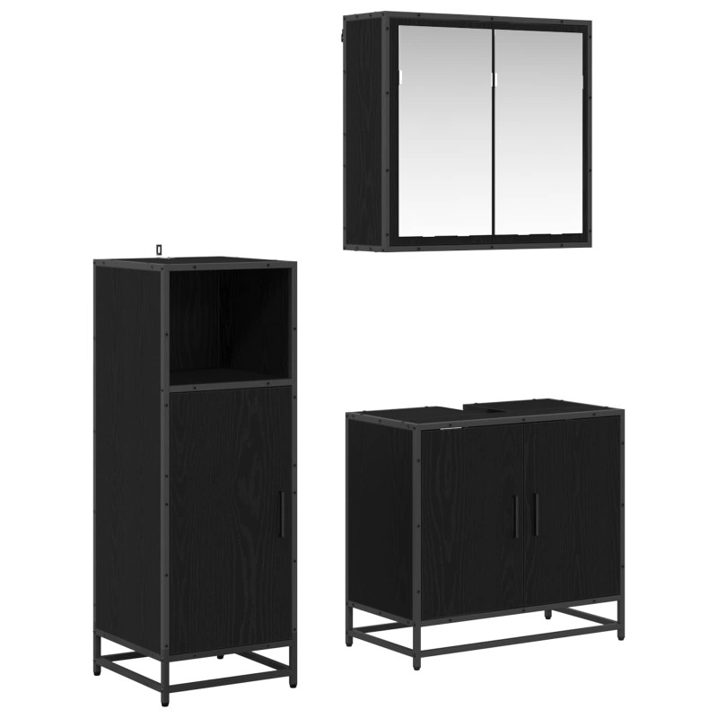 vidaXL Σετ Επίπλων Μπάνιου 3 τμχ. Μαύρη Οξυά 60 x 33 x 60 εκ