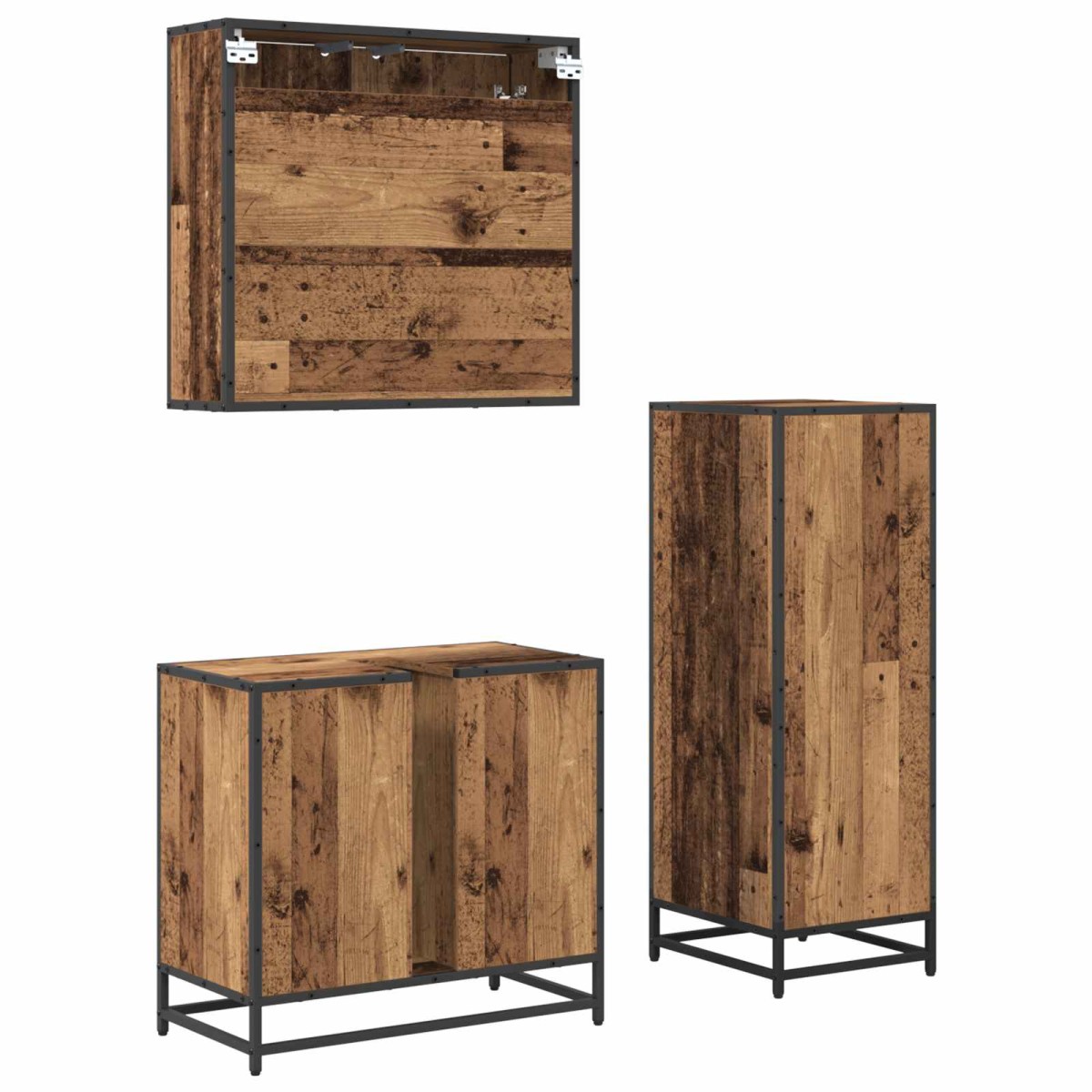 vidaXL Σετ Επίπλων Μπάνιου 3 τμχ. Παλιό Ξύλο 65 x 33 x 60 εκ