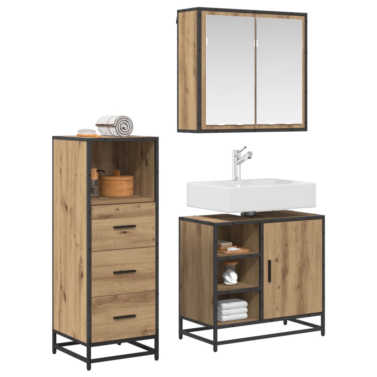 vidaXL Σετ Επίπλων Μπάνιου 3 τμχ. Artisan Oak 65 x 33 x 60 εκ
