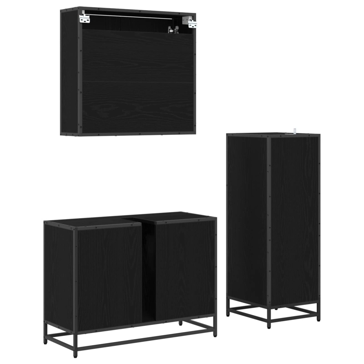 vidaXL Σετ Επίπλων Μπάνιου 3 τμχ. Μαύρη Οξυά 80 x 33 x 60 εκ