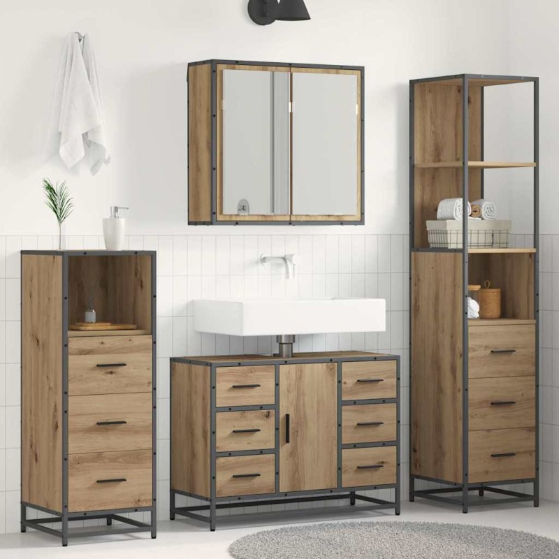 vidaXL Σετ Επίπλων Μπάνιου 3 τμχ. Artisan Oak 80 x 33 x 60 εκ