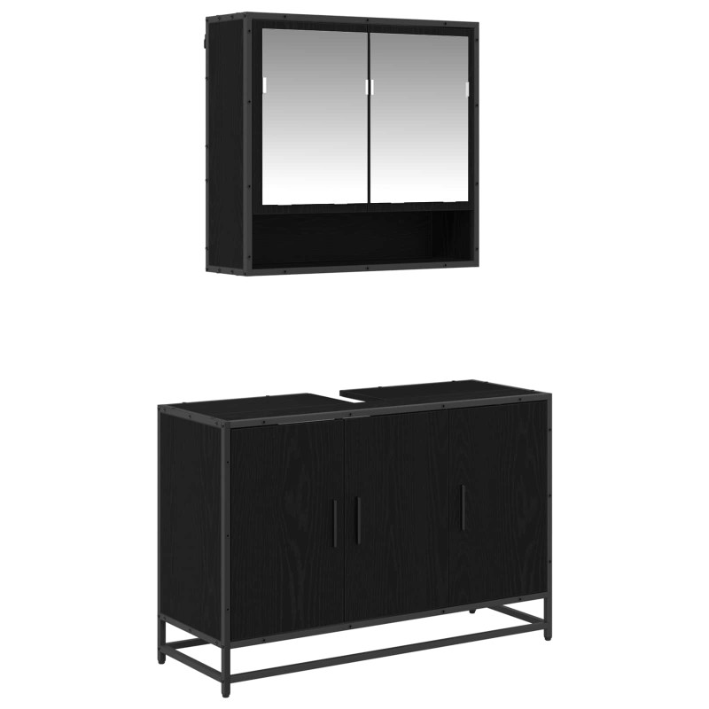 vidaXL Σετ Επίπλων Μπάνιου 2 τμχ. Μαύρη Οξυά 90 x 33 x 60 εκ.