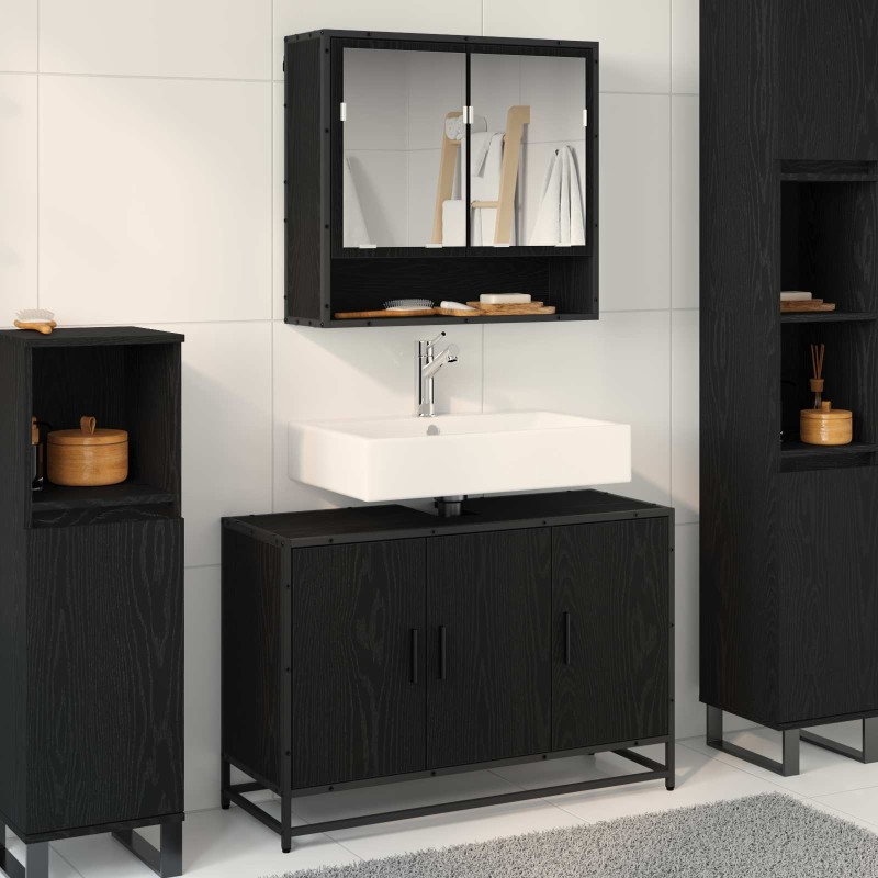 vidaXL Σετ Επίπλων Μπάνιου 2 τμχ. Μαύρη Οξυά 90 x 33 x 60 εκ.
