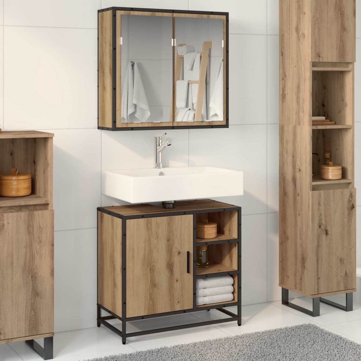 vidaXL Σετ Επίπλων Μπάνιου 2 τμχ. Artisan Oak 65 x 33 x 60 εκ