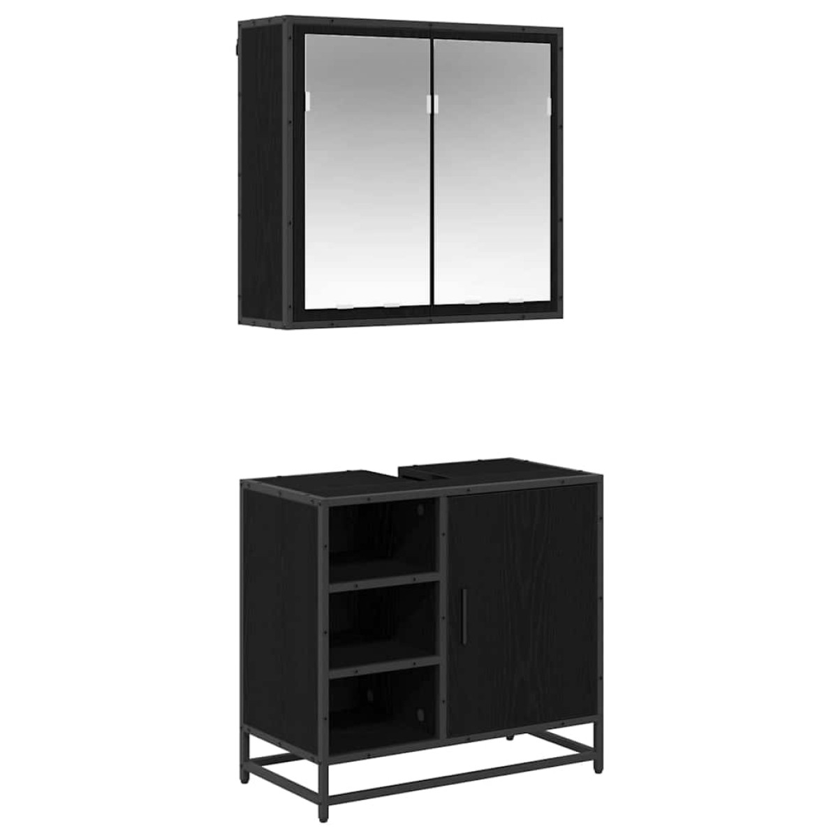 vidaXL Σετ Επίπλων Μπάνιου 2 τμχ. Μαύρη Οξυά 65 x 33 x 60 εκ