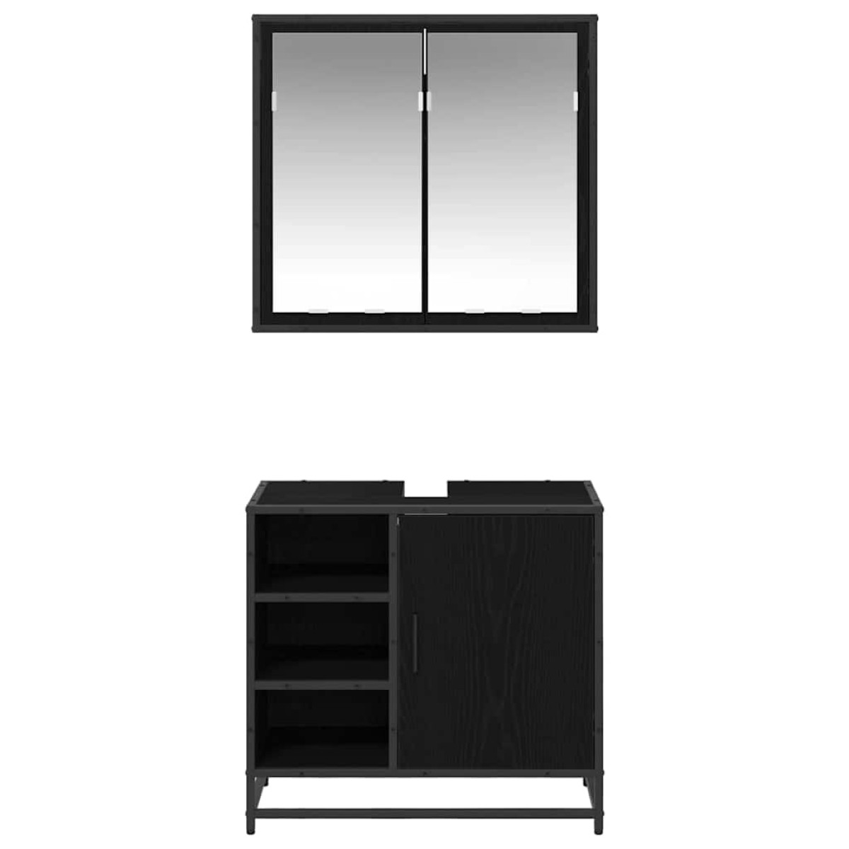 vidaXL Σετ Επίπλων Μπάνιου 2 τμχ. Μαύρη Οξυά 65 x 33 x 60 εκ
