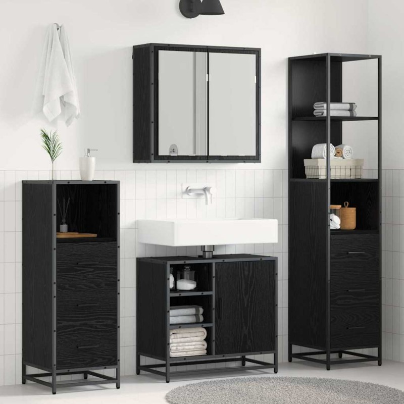 vidaXL Σετ Επίπλων Μπάνιου 3 τμχ. Μαύρη Οξυά 65 x 33 x 60 εκ