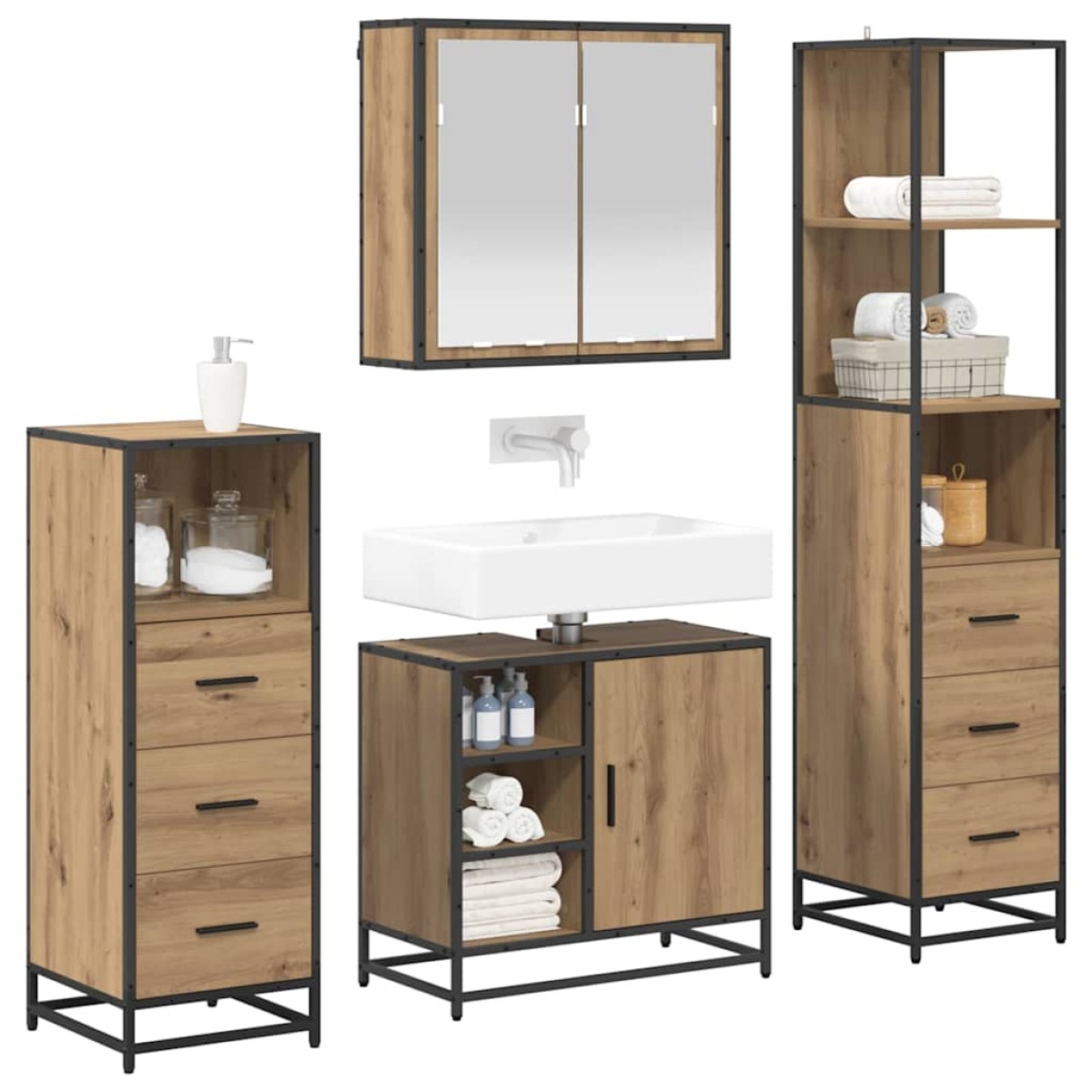 vidaXL Σετ Επίπλων Μπάνιου 4 τμχ. Artisan Oak 65 x 33 x 60 εκ
