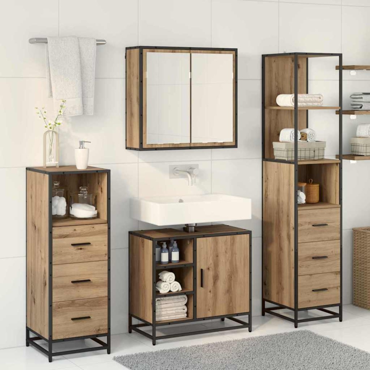 vidaXL Σετ Επίπλων Μπάνιου 4 τμχ. Artisan Oak 65 x 33 x 60 εκ