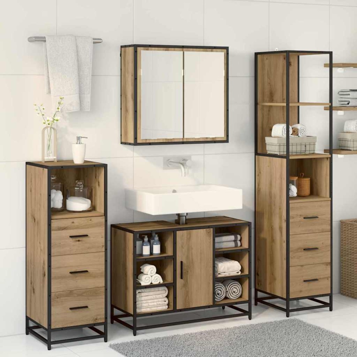 vidaXL Σετ Επίπλων Μπάνιου 3 τμχ. Artisan Oak 80 x 33 x 60 εκ
