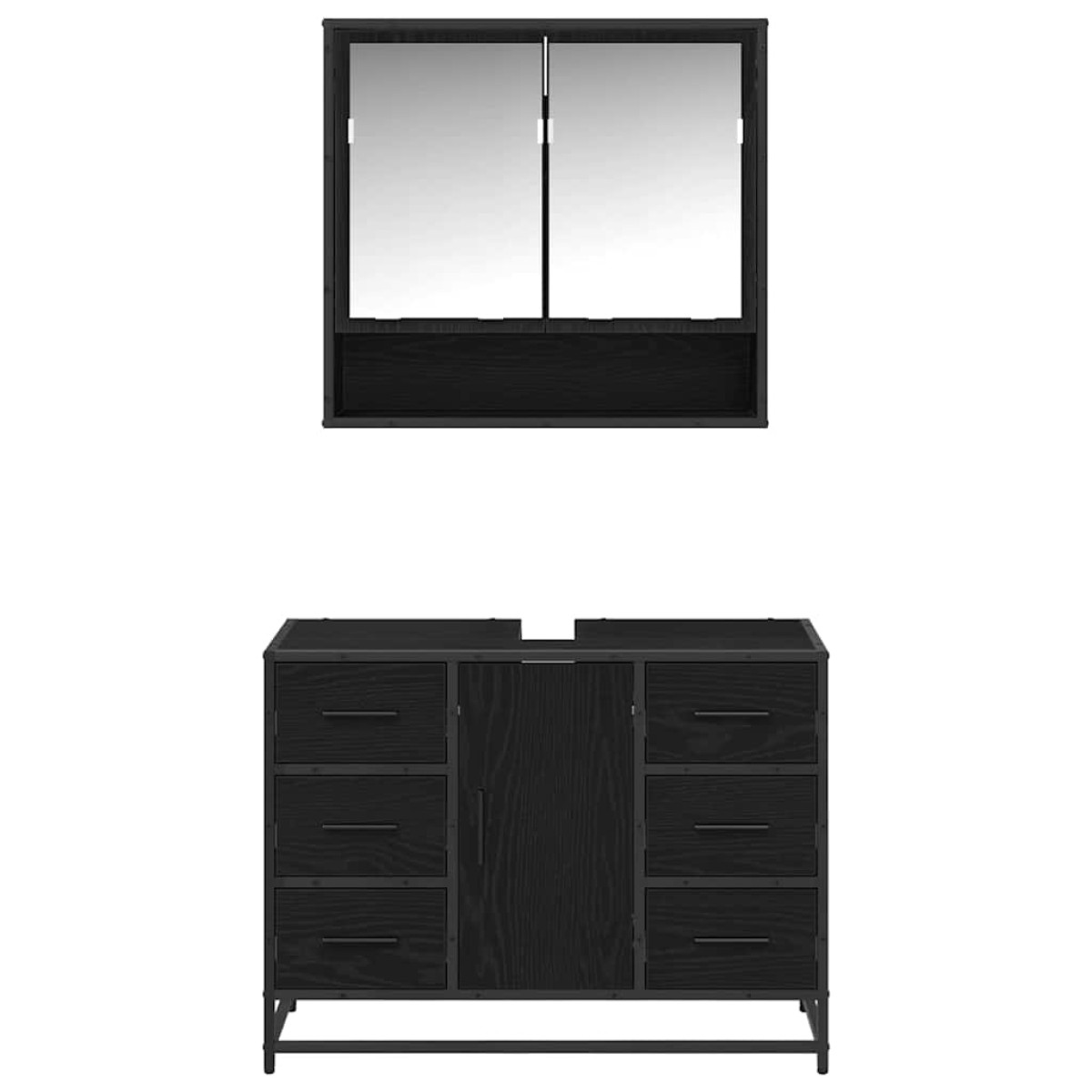 vidaXL Σετ Επίπλων Μπάνιου 2 τμχ. Μαύρη Οξυά 80 x 33 x 60 εκ