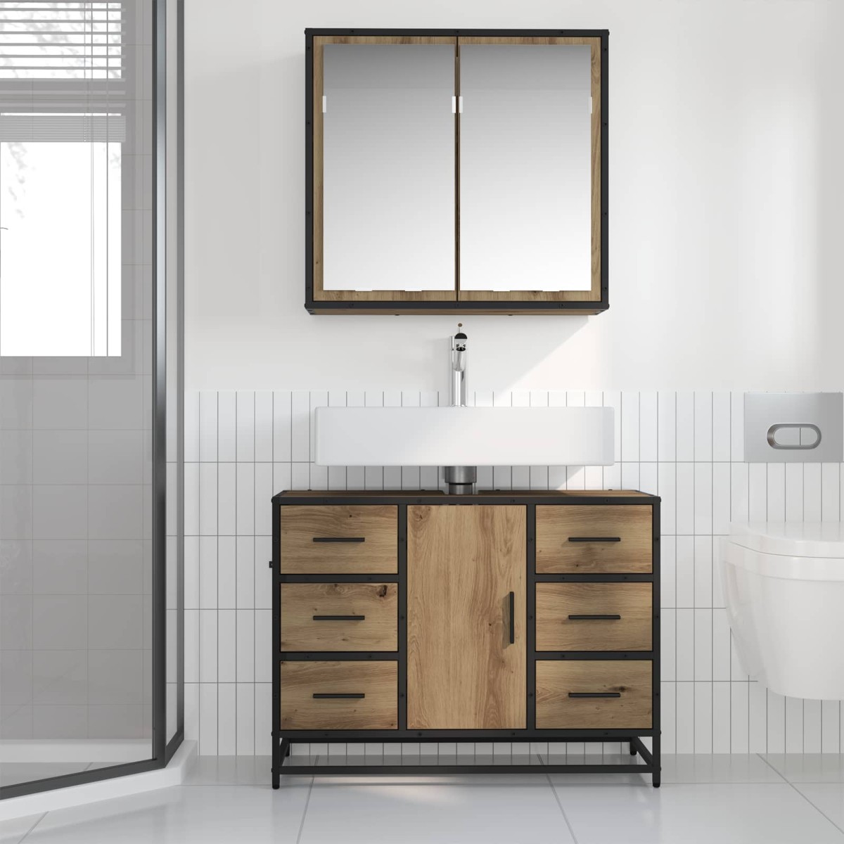 vidaXL Σετ Επίπλων Μπάνιου 2 τμχ. Artisan Oak 80 x 33 x 60 εκ