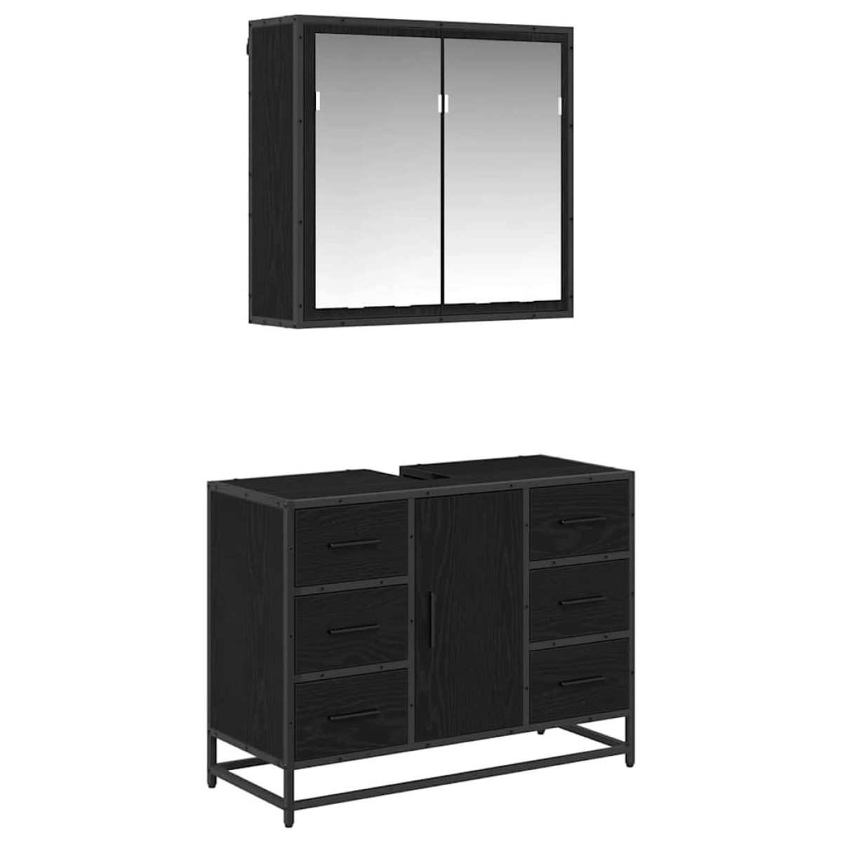 vidaXL Σετ Επίπλων Μπάνιου 2 τμχ. Μαύρη Οξυά 80 x 33 x 60 εκ