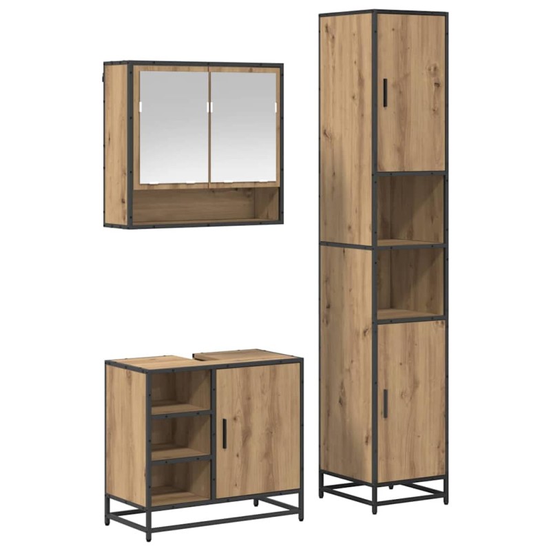 vidaXL Σετ Επίπλων Μπάνιου 3 τεμ. Artisan Oak Επεξεργασμένο Ξύλο