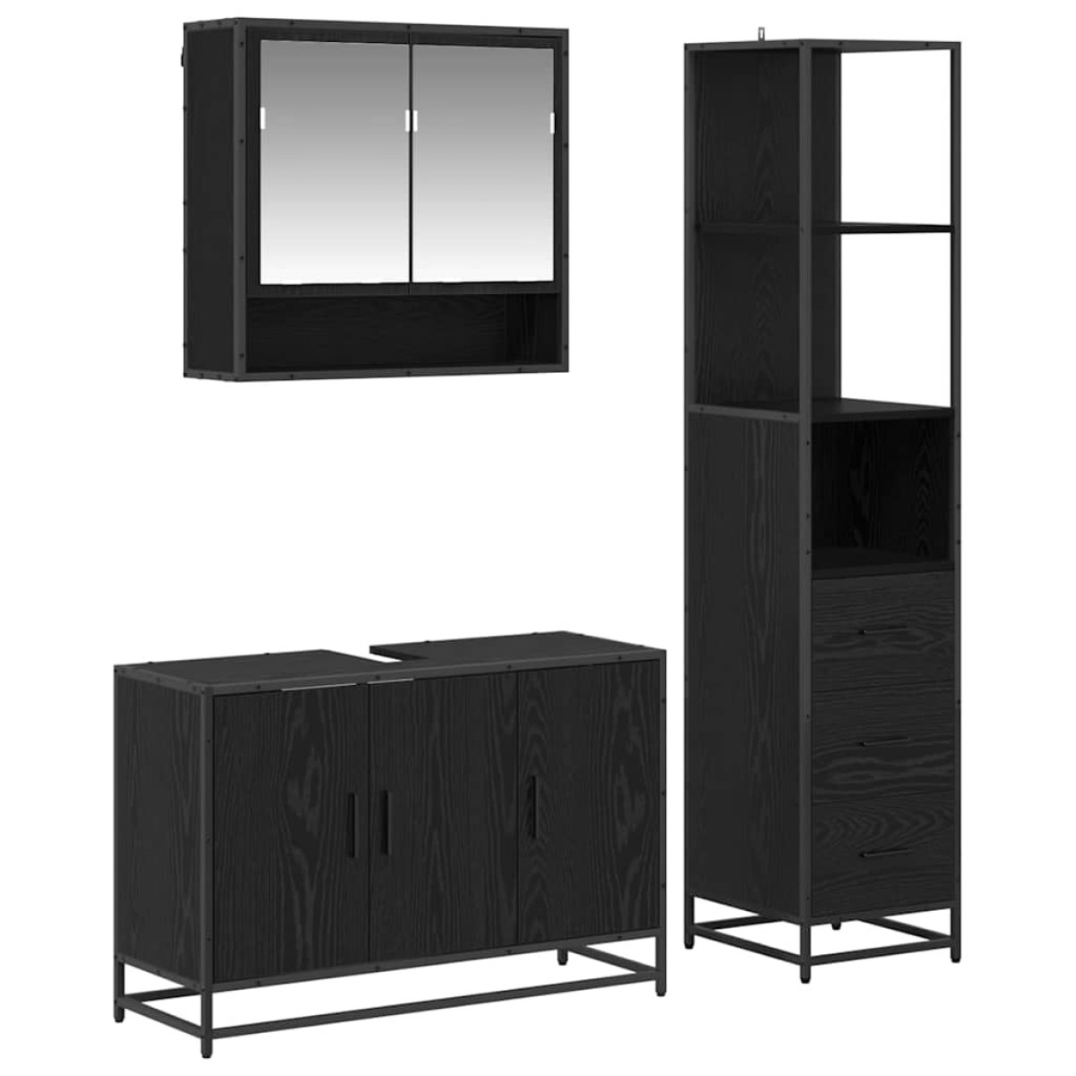 vidaXL Σετ Επίπλων Μπάνιου 3 τμχ. Παλιό Ξύλο 90 x 33 x 60 εκ.