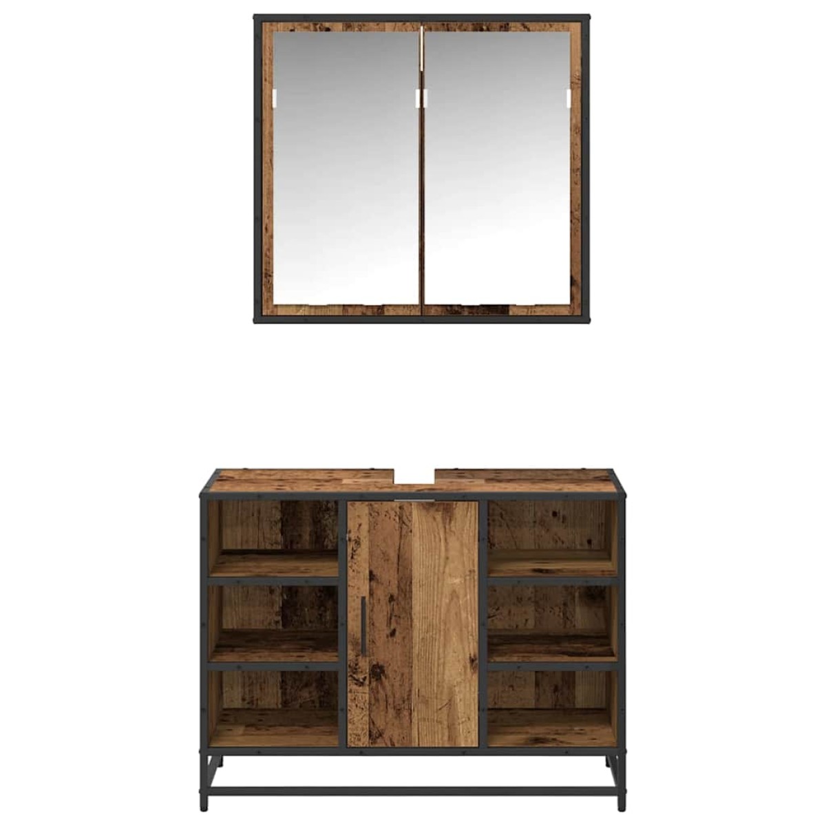vidaXL Σετ Επίπλων Μπάνιου 2 τμχ. Παλιό Ξύλο 80 x 33 x 60 εκ
