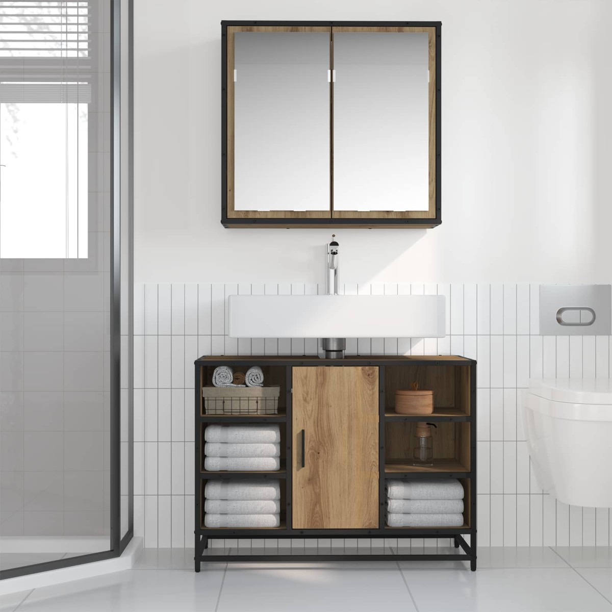 vidaXL Σετ Επίπλων Μπάνιου 2 τμχ. Artisan Oak 80 x 33 x 60 εκ