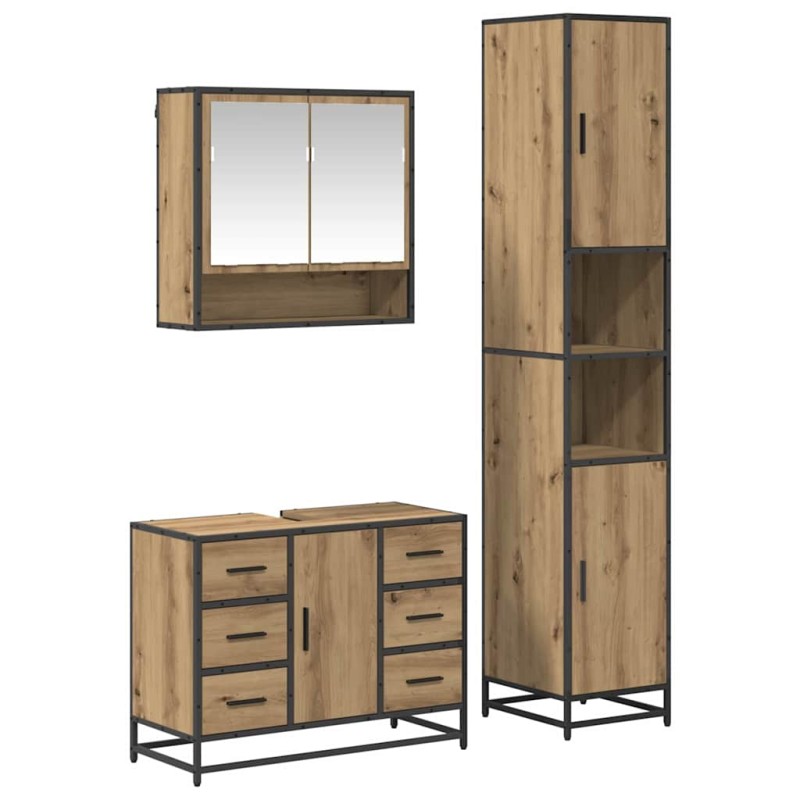vidaXL Σετ Επίπλων Μπάνιου 3 τμχ. Artisan Oak 90 x 33 x 60 εκ.
