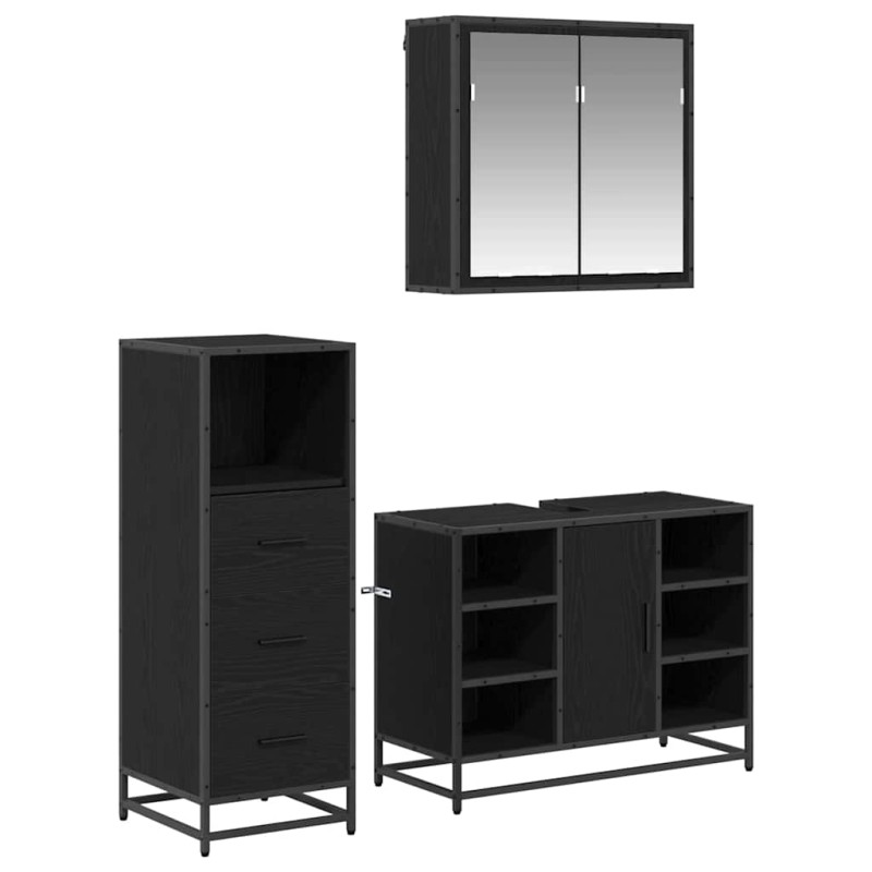 vidaXL Σετ Επίπλων Μπάνιου 3 τμχ. Παλιό Ξύλο 35 x 37,5 x 166 εκ.