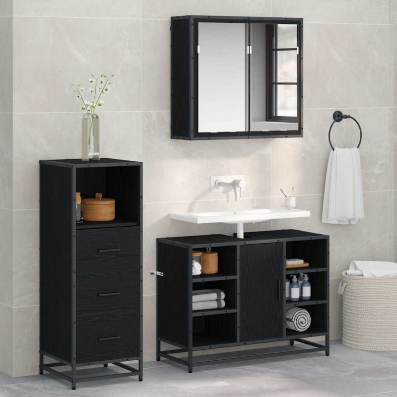vidaXL Σετ Επίπλων Μπάνιου 3 τμχ. Παλιό Ξύλο 35 x 37,5 x 166 εκ.