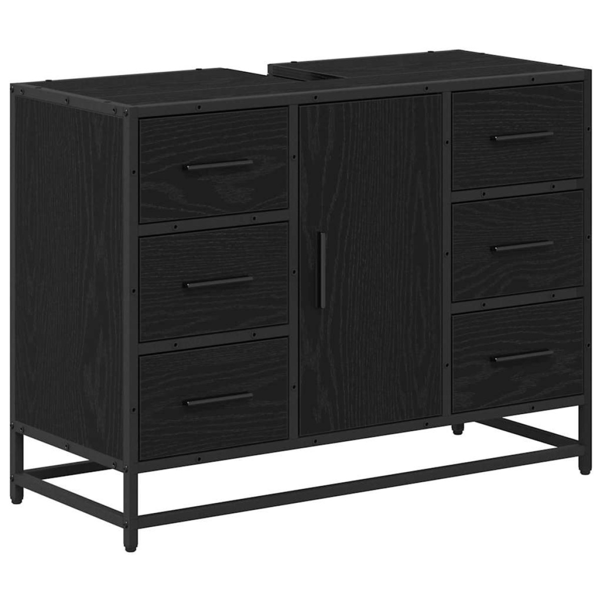 vidaXL Σετ Επίπλων Μπάνιου 3 τμχ. Μαύρη Οξυά 35 x 37,5 x 166 εκ.