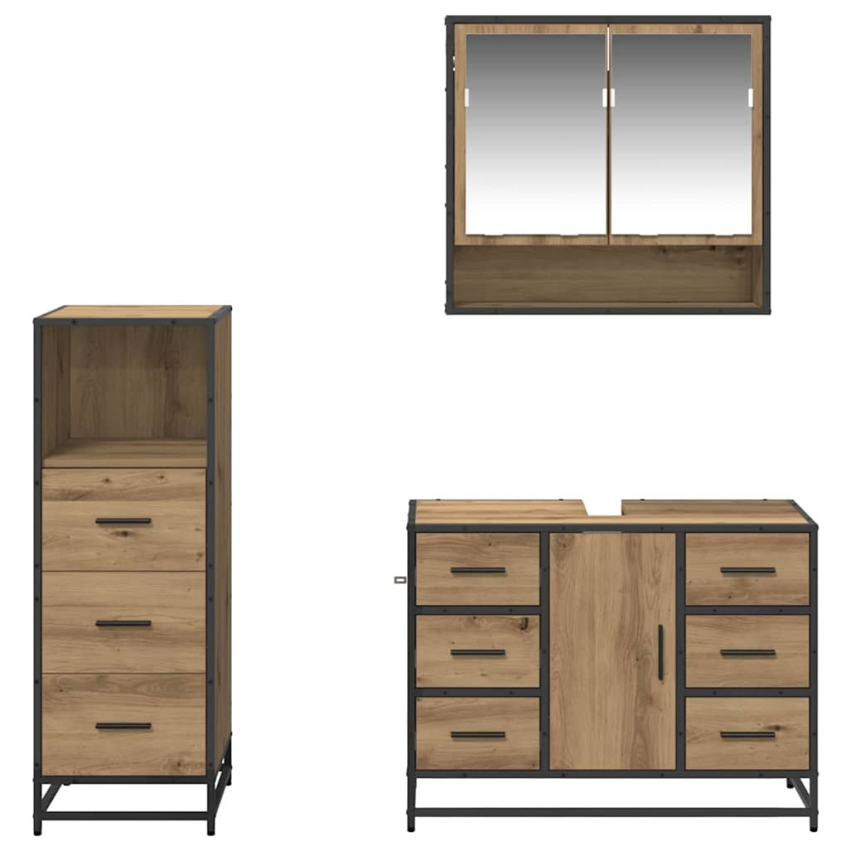 vidaXL Σετ Επίπλων Μπάνιου 3 τμχ. Artisan Oak 80 x 33 x 60 εκ