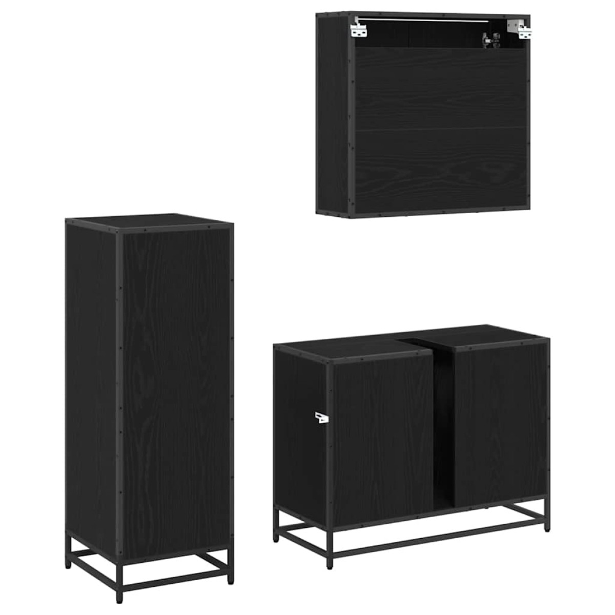 vidaXL Σετ Επίπλων Μπάνιου 3 τμχ. Μαύρη Οξυά 80 x 33 x 60 εκ