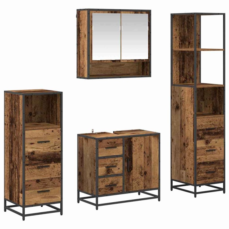 vidaXL Σετ Επίπλων Μπάνιου 4 τμχ. Παλιό Ξύλο 65 x 33 x 60 εκ