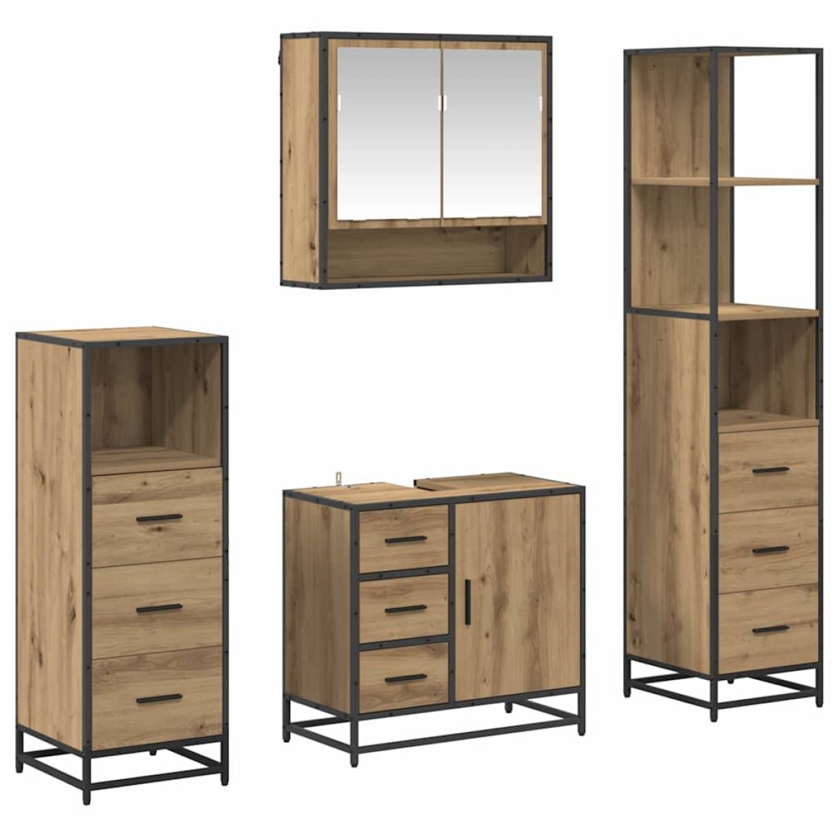 vidaXL Σετ Επίπλων Μπάνιου 4 τμχ. Artisan Oak 65 x 33 x 60 εκ