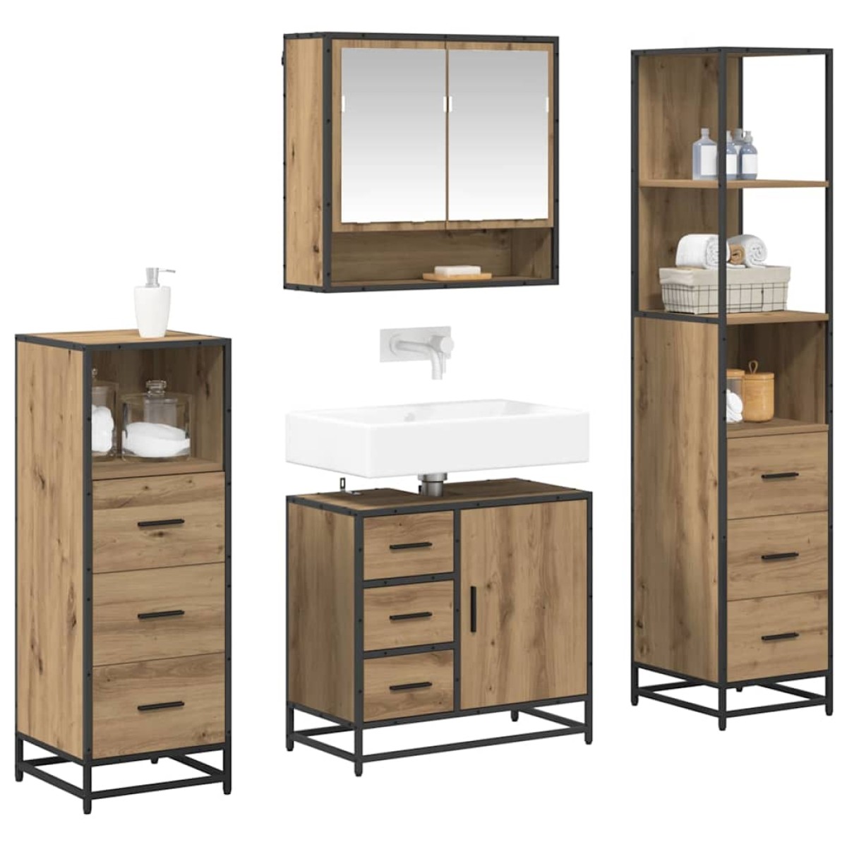 vidaXL Σετ Επίπλων Μπάνιου 4 τμχ. Artisan Oak 65 x 33 x 60 εκ