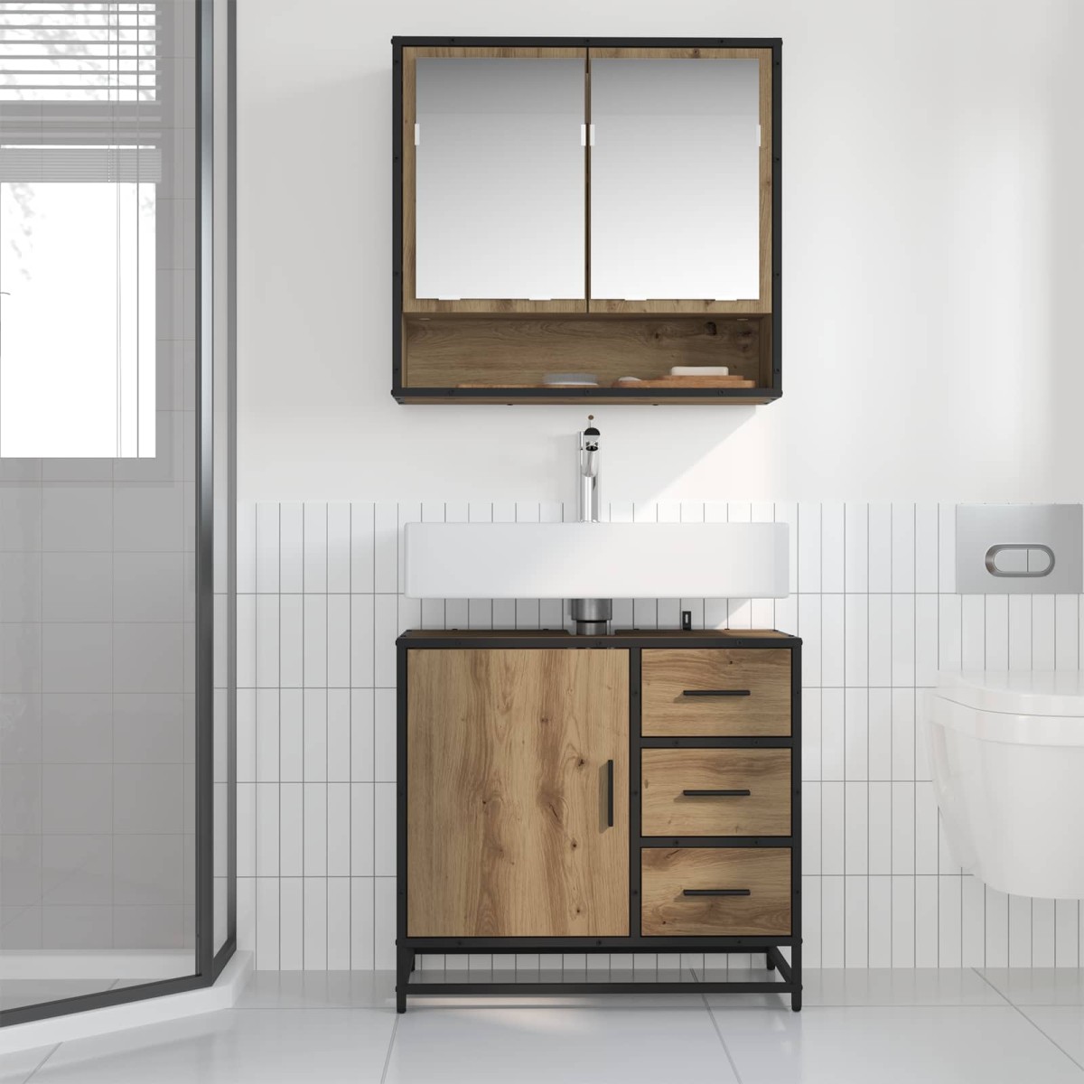 vidaXL Σετ Επίπλων Μπάνιου 2 τμχ. Artisan Oak 65 x 33 x 60 εκ