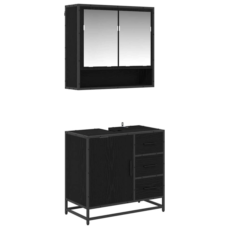 vidaXL Σετ Επίπλων Μπάνιου 2 τμχ. Μαύρη Οξυά 65 x 33 x 60 εκ