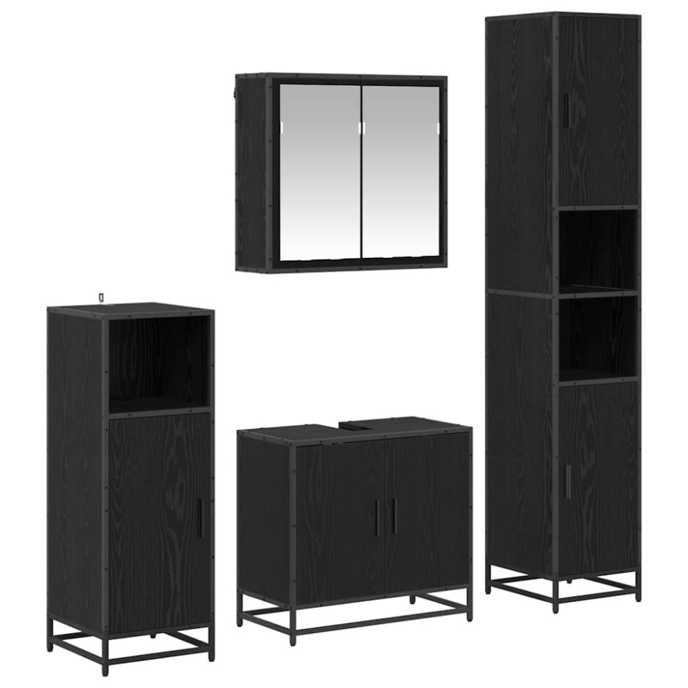 vidaXL Σετ Επίπλων Μπάνιου 4 τμχ. Μαύρη Οξυά 65 x 33 x 60 εκ
