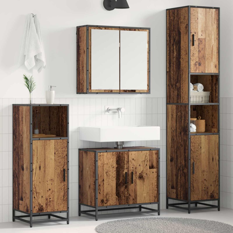 vidaXL Σετ Επίπλων Μπάνιου 3 τμχ. Παλιό Ξύλο 65 x 33 x 60 εκ