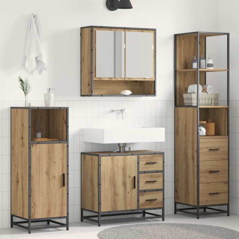 vidaXL Σετ Επίπλων Μπάνιου 3 τεμ. Artisan Oak Επεξεργασμένο Ξύλο