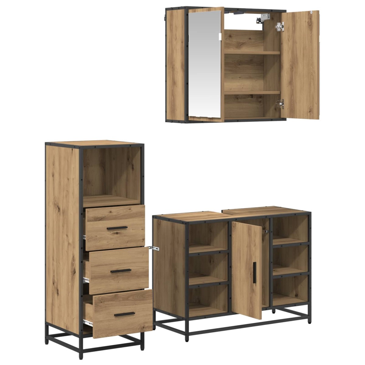 vidaXL Σετ Επίπλων Μπάνιου 3 τμχ. Artisan Oak 80 x 33 x 60 εκ