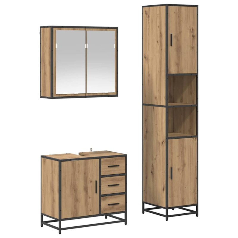 vidaXL Σετ Επίπλων Μπάνιου 3 τεμ. Artisan Oak Επεξεργασμένο Ξύλο