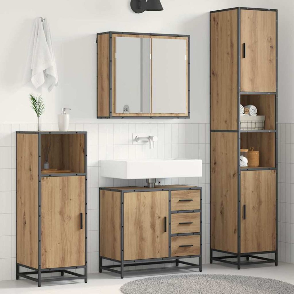 vidaXL Σετ Επίπλων Μπάνιου 3 τεμ. Artisan Oak Επεξεργασμένο Ξύλο