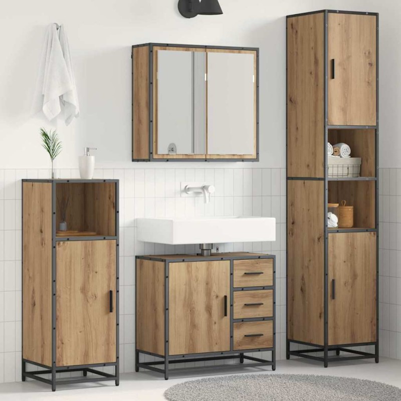 vidaXL Σετ Επίπλων Μπάνιου 3 τεμ. Artisan Oak Επεξεργασμένο Ξύλο