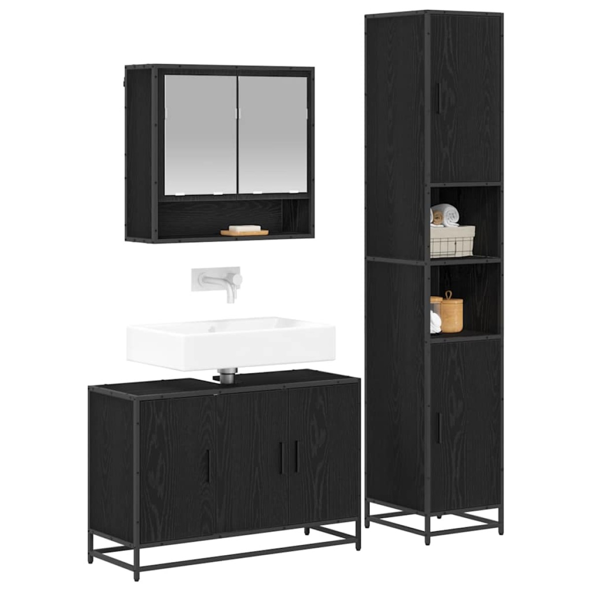 vidaXL Σετ Επίπλων Μπάνιου 3 τμχ. Παλιό Ξύλο 90 x 33 x 60 εκ.