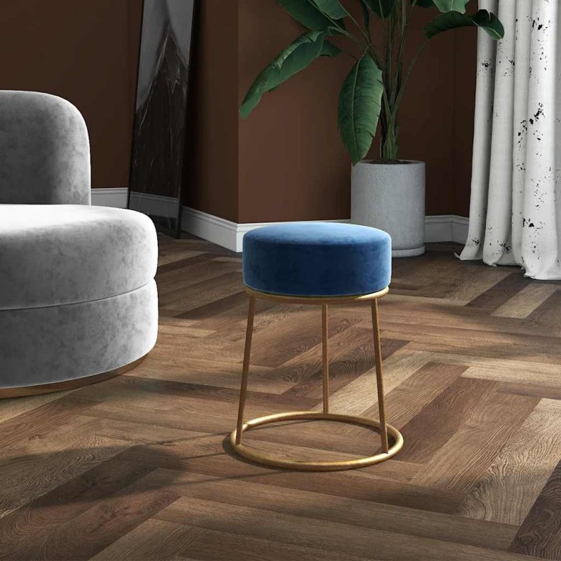 vidaXL Στρογγυλό Σκαμπό Hocker Μπλε Βελούδινο