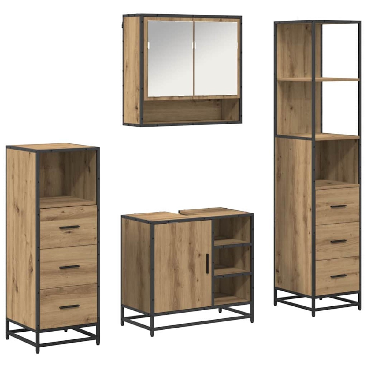 vidaXL Σετ Επίπλων Μπάνιου 4 τμχ. Artisan Oak 65 x 33 x 60 εκ