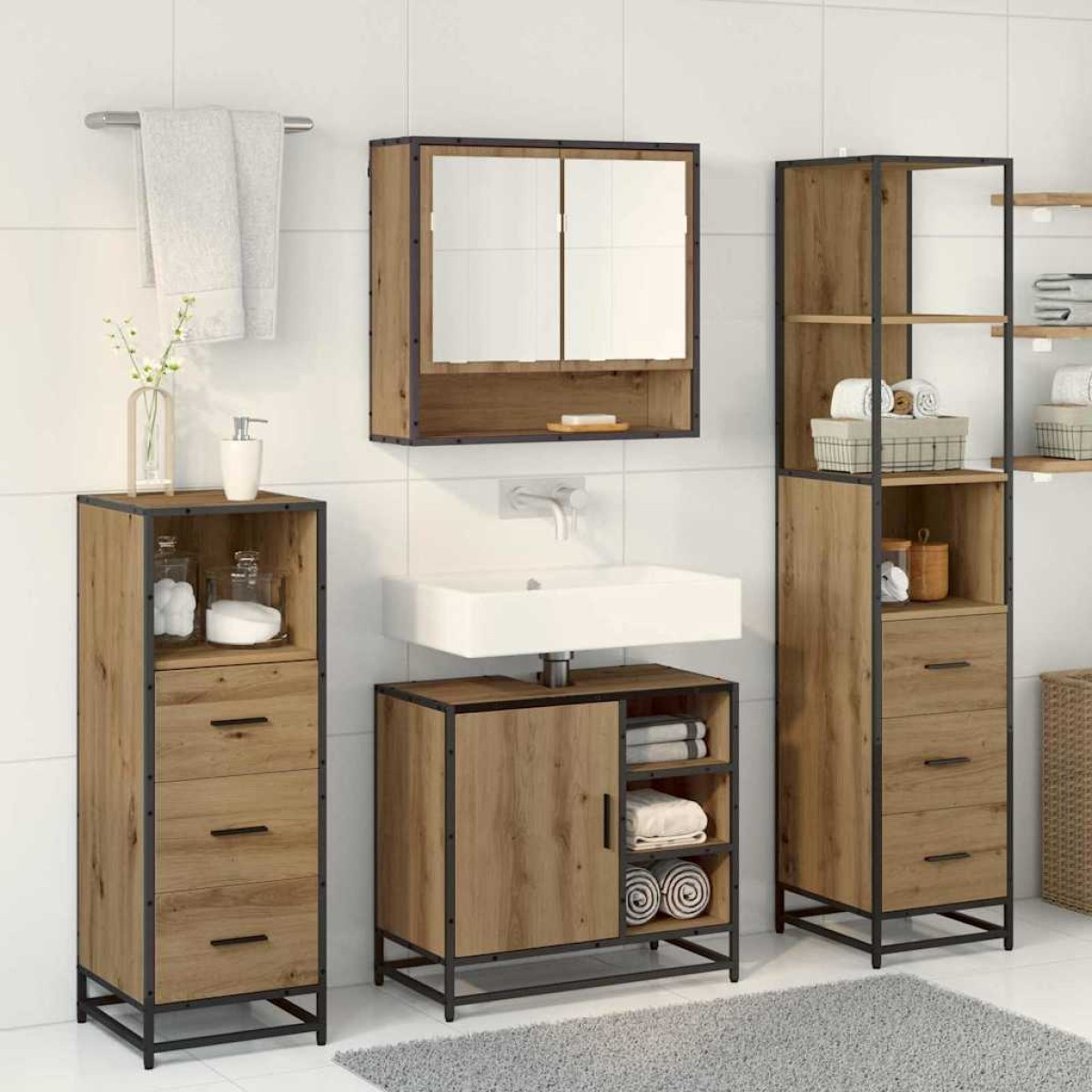 vidaXL Σετ Επίπλων Μπάνιου 4 τμχ. Artisan Oak 65 x 33 x 60 εκ