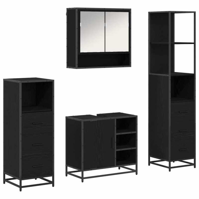 vidaXL Σετ Επίπλων Μπάνιου 4 τμχ. Μαύρη Οξυά 65 x 33 x 60 εκ