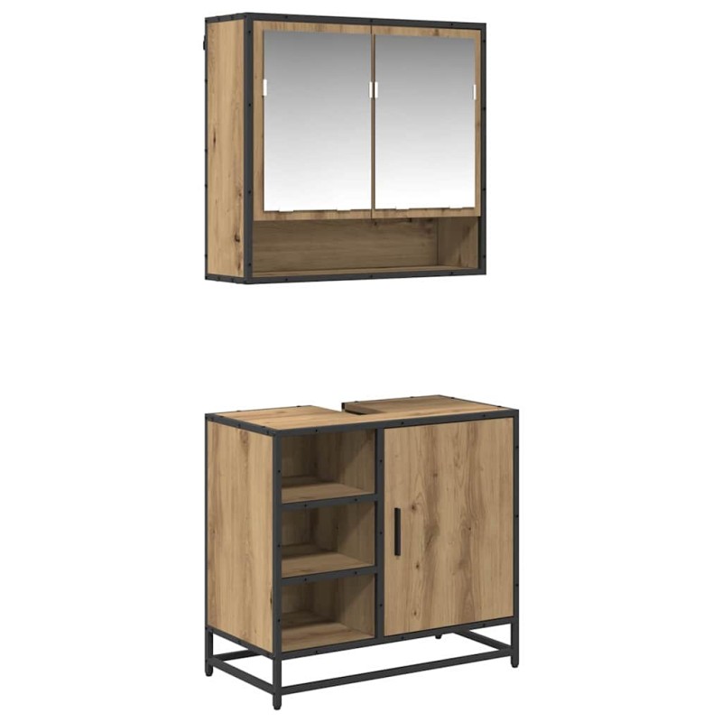 vidaXL Σετ Επίπλων Μπάνιου 2 τεμ. Artisan Oak Επεξεργασμένο Ξύλο