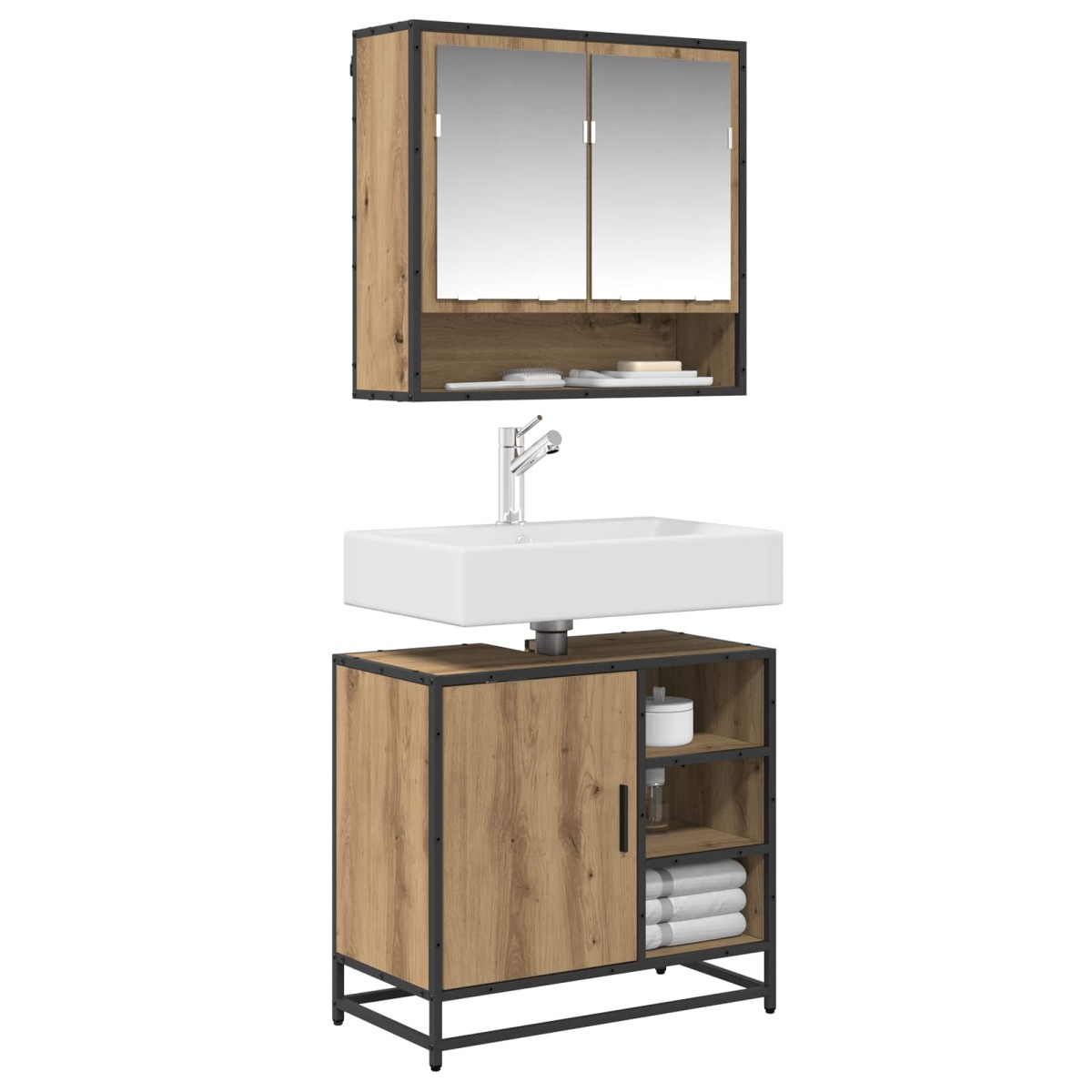 vidaXL Σετ Επίπλων Μπάνιου 2 τεμ. Artisan Oak Επεξεργασμένο Ξύλο