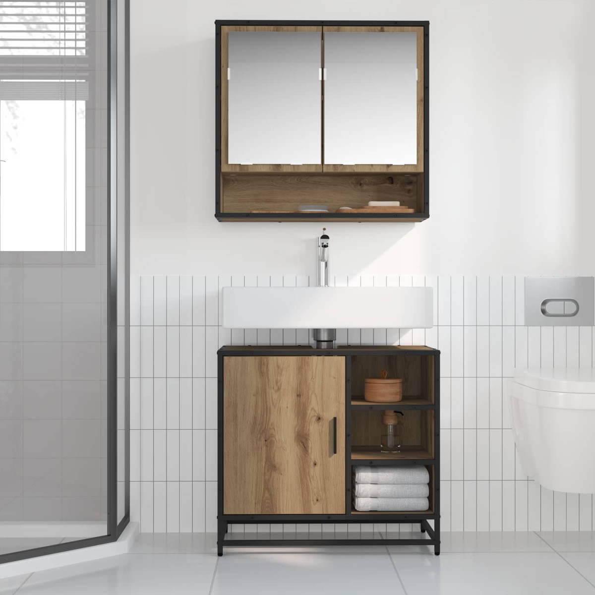 vidaXL Σετ Επίπλων Μπάνιου 2 τεμ. Artisan Oak Επεξεργασμένο Ξύλο