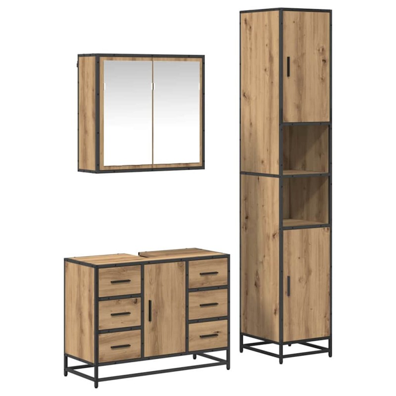 vidaXL Σετ Επίπλων Μπάνιου 3 τμχ. Artisan Oak 80 x 33 x 60 εκ