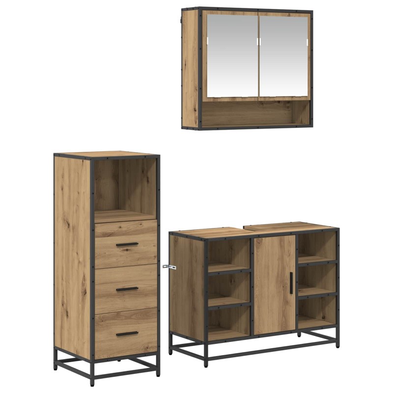 vidaXL Σετ Επίπλων Μπάνιου 3 τμχ. Artisan Oak 80 x 33 x 60 εκ