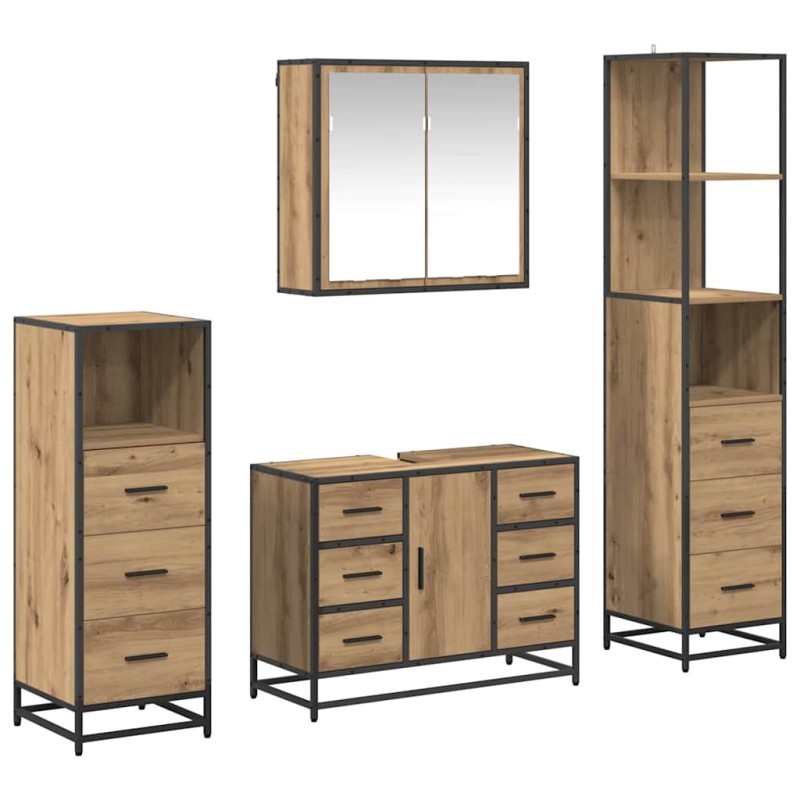 vidaXL Σετ Επίπλων Μπάνιου 4 τεμ. Artisan Oak Επεξεργασμένο Ξύλο